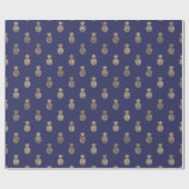 Tropical Navy Blue Gold Ananas Muster Geschenkpapier (Flach)