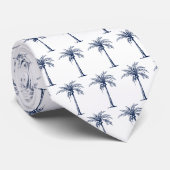 Tropical Navy Blue Palm Tree Pattern Krawatte (Gerollt)