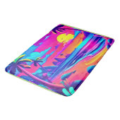 Tropical Neon Beach Sunset Art Badematte (Schrägansicht)