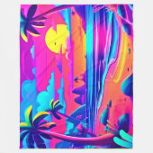 Tropical Neon Beach Sunset Art Fleecedecke (Vorderseite)