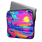 Tropical Neon Beach Sunset Art Laptopschutzhülle (Vorderseite Links)