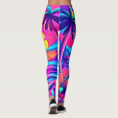 Tropical Neon Beach Sunset Art Leggings (Rückseite)