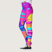 Tropical Neon Beach Sunset Art Leggings (Links)