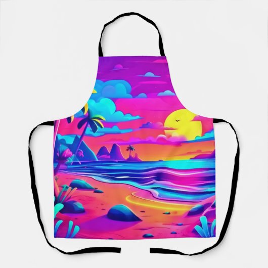 Tropical Neon Beach Sunset Art Schürze (Vorderseite)