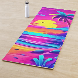 Tropical Neon Beach Sunset Art Yogamatte
