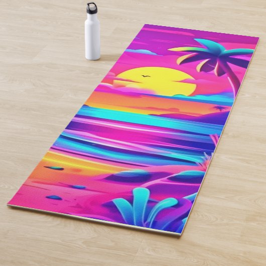 Tropical Neon Beach Sunset Art Yogamatte (Beispiel)