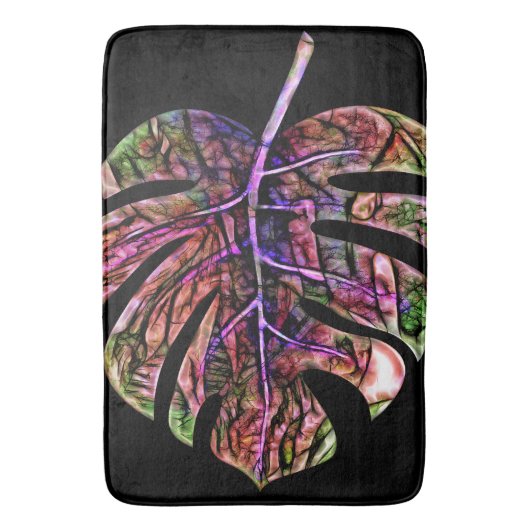 Tropical Neon Bright Leaf Badematte (Vorderseite Vertikal)