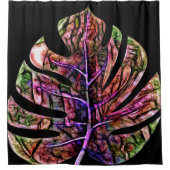 Tropical Neon Bright Leaf Duschvorhang (Vorderseite)
