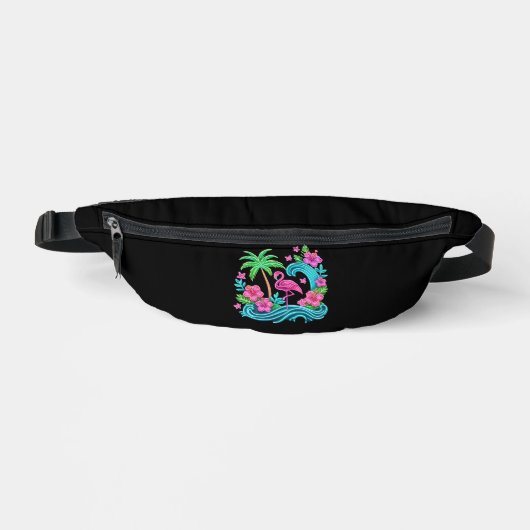 Tropical Neon Flamingo Bauchtasche (Vorderseite)