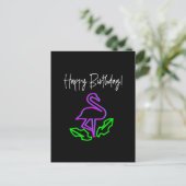 Tropical Neon Flamingo Bright Birthday Postkarte (Stehend Vorderseite)