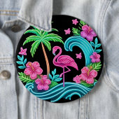 Tropical Neon Flamingo Button (Beispiel)