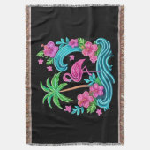 Tropical Neon Flamingo Decke (Vorderseite Vertikal)