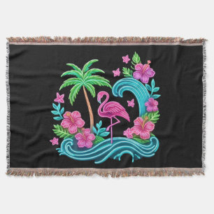 Tropical Neon Flamingo Decke