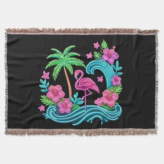 Tropical Neon Flamingo Decke (Vorderseite)