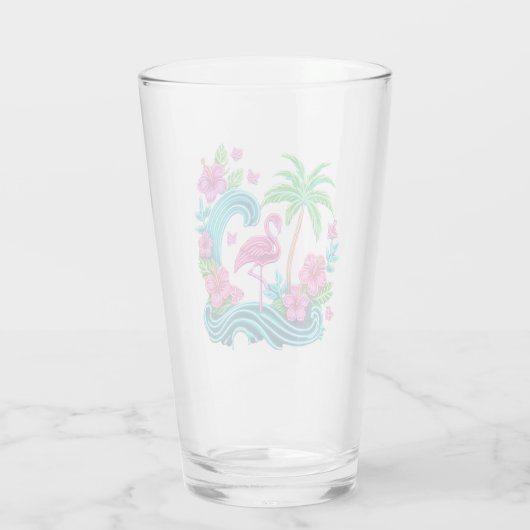 Tropical Neon Flamingo Glas (Rückseite)
