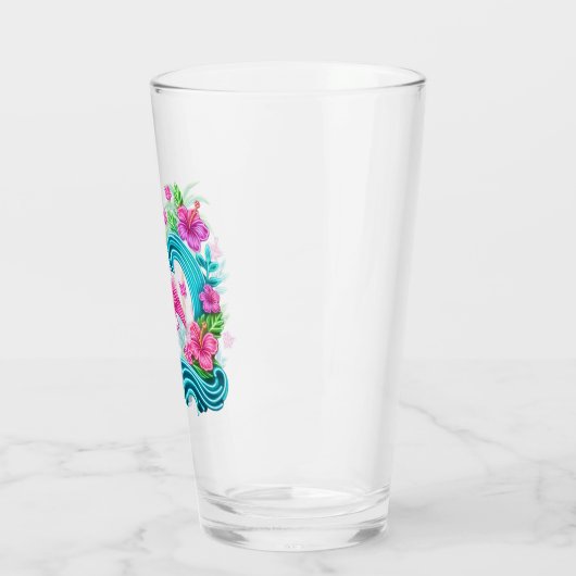 Tropical Neon Flamingo Glas (Links)