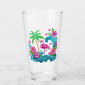 Tropical Neon Flamingo Glas (Vorderseite)