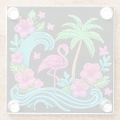 Tropical Neon Flamingo Glasuntersetzer (Rückseite)