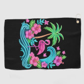 Tropical Neon Flamingo Golfhandtuch (Horizontal)