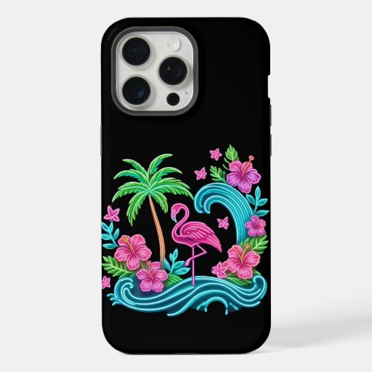 Tropical Neon Flamingo iPhone Hülle (Rückseite)