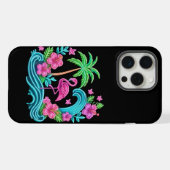 Tropical Neon Flamingo iPhone Hülle (Rückseite (Horizontal))