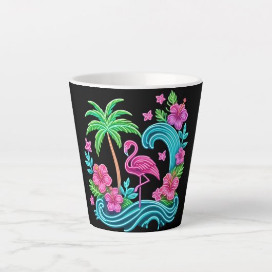 Tropical Neon Flamingo Milchtasse (Vorderseite)