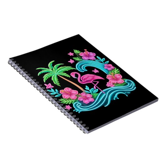Tropical Neon Flamingo Notizblock (Rechte Seite)