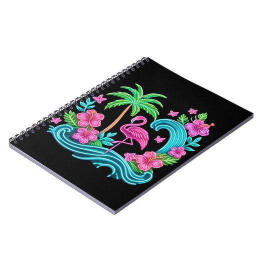 Tropical Neon Flamingo Notizblock (Linke Seite)