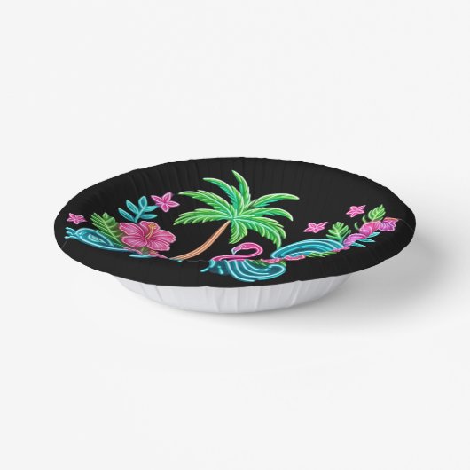 Tropical Neon Flamingo Pappteller (Gewinkelt)