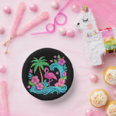 Tropical Neon Flamingo Pappteller (Party)