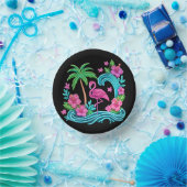 Tropical Neon Flamingo Pappteller (Party)