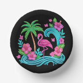 Tropical Neon Flamingo Pappteller (Vorderseite)