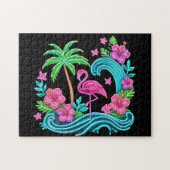 Tropical Neon Flamingo Puzzle (Horizontal)