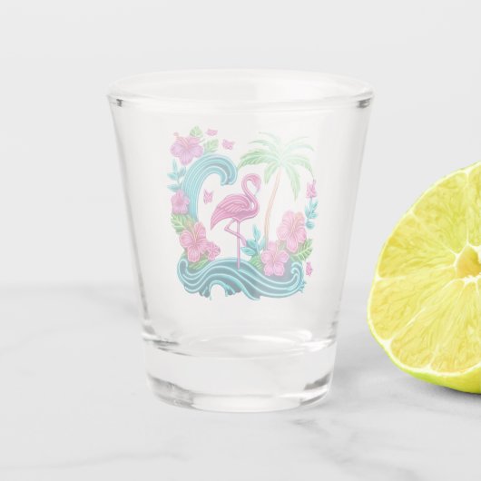 Tropical Neon Flamingo Schnapsglas (Rückseite)