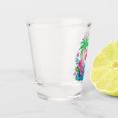 Tropical Neon Flamingo Schnapsglas (Links)