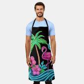 Tropical Neon Flamingo Schürze (Getragen)