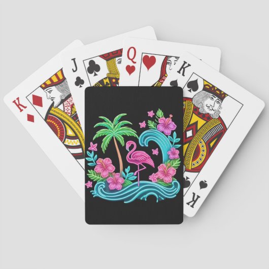 Tropical Neon Flamingo Spielkarten (Rückseite)