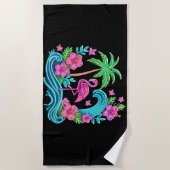 Tropical Neon Flamingo Strandtuch (Vorderseite)