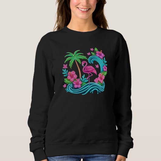 Tropical Neon Flamingo Sweatshirt (Vorderseite)