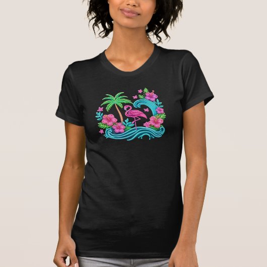 Tropical Neon Flamingo T-Shirt (Vorderseite)