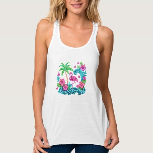 Tropical Neon Flamingo Tank Top (Vorderseite)