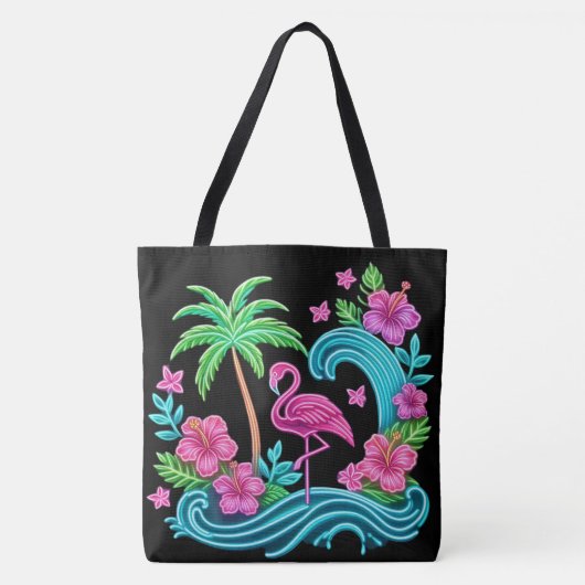 Tropical Neon Flamingo Tasche (Vorderseite)