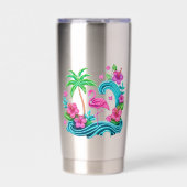 Tropical Neon Flamingo Thermobecher (Vorderseite)