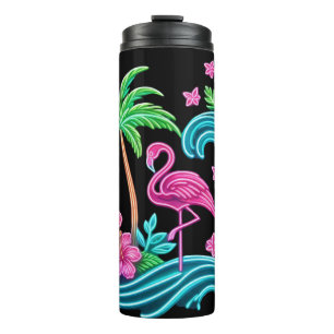 Tropical Neon Flamingo Thermosbecher
