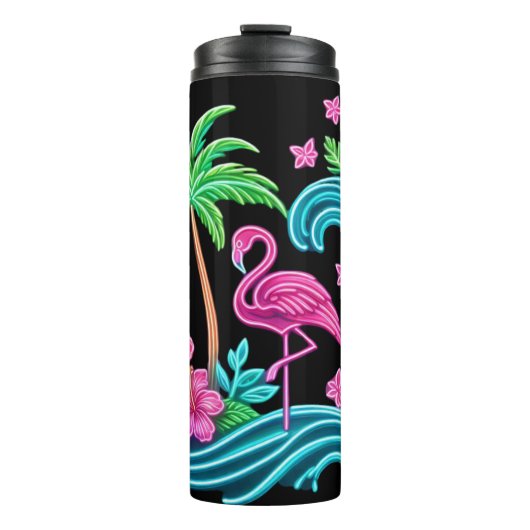Tropical Neon Flamingo Thermosbecher (Vorderseite)