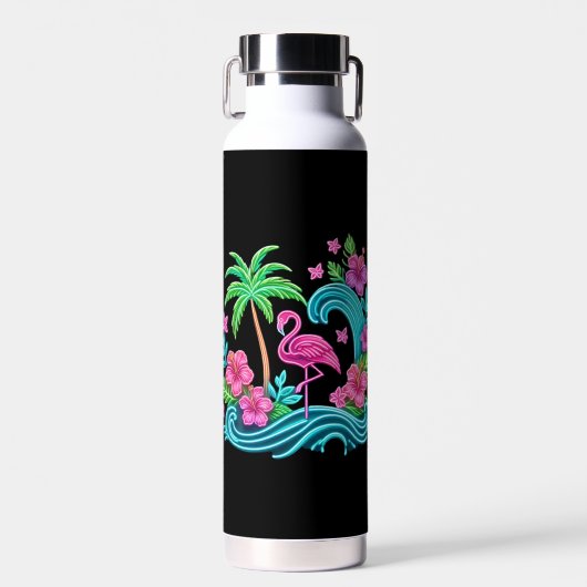 Tropical Neon Flamingo Trinkflasche (Vorne)