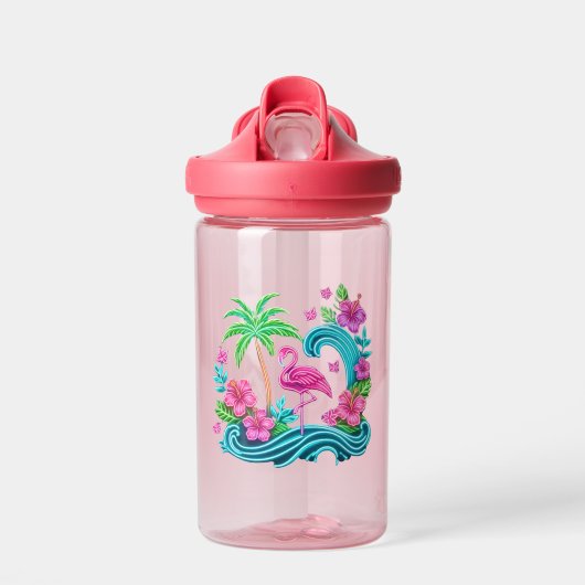 Tropical Neon Flamingo Trinkflasche (Vorne)