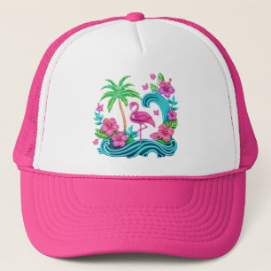 Tropical Neon Flamingo Truckerkappe