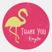 Tropical Neon Flamingo Vielen Dank Runder Aufkleber (Vorderseite)