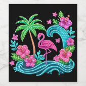 Tropical Neon Flamingo Weinetikett (Einzelnes Label)